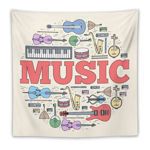 音乐music乐队乐器店铺培训教室客厅房间墙壁装饰背景布挂毯挂布