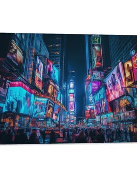 NYC美国New York纽约时代广场摩登都市背景墙帆布无框画装饰挂画