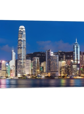 香港维多利亚港城市霓虹夜景街景房间背景墙帆布无框画装饰挂画