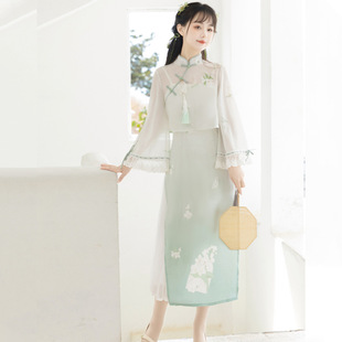 原创茉莉书信轻上班穿汉服汉元素通勤改良日常国风吊带连衣裙夏季