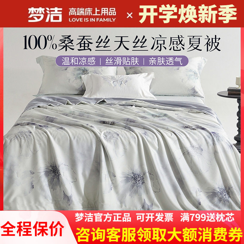 梦洁蚕丝被夏被空调被凉感被子夏凉被夏季可水洗单人被芯雾色剪影