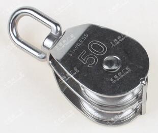 吊轮 304不锈钢单滑轮 起重 双轮M50 定轮 渔需船用升降拉绳轮子