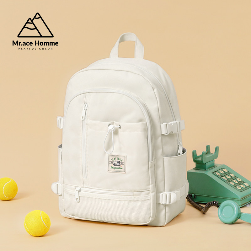 Mr.ace Homme双肩包女高中生ins风大容量初中书包小众电脑背包男
