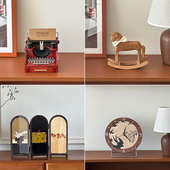 桌面装 饰摆件中古高级感复古轻奢音乐盒屏风时钟新中式 小众乔迁