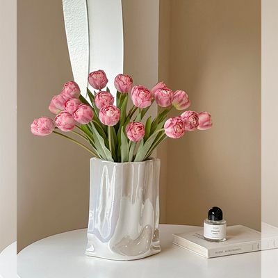 烤边重瓣郁金香摆件轻奢