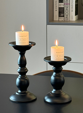 复古罗马柱蜡烛烛台餐桌卧室玄关餐桌桌面摆件家用高级感香薰底座