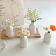 ins风素白陶瓷花瓶干花仿真花郁金香套装 饰家居桌面小摆件 卧室装