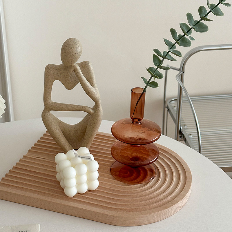 轻奢高档客厅装饰摆件玻璃花瓶复古创意入户门摆设桌面房间电视柜