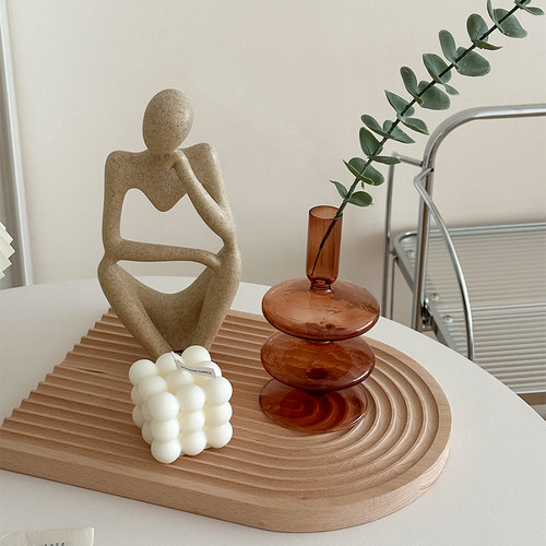 轻奢高档客厅装饰摆件玻璃花瓶复古创意入户门摆设桌面房间电视柜