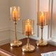 欧式 饰摆件烛光晚餐拍照道具 酒店轻奢金色复古玻璃烛台香薰蜡烛装