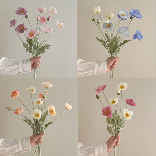 虞美人仿真花逼真客厅插花装饰摆件拍照道具高级感花艺假花摆设