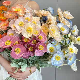 虞美人仿真花高级感逼真客厅花束干花装饰拍照道具高级摆设罂粟花