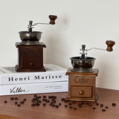 中古风桌面摆件手磨咖啡机模型复古高级感小众装 饰品氛围吧台布置