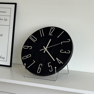 复古钟表现代简约中古风黑色数字时钟桌面摆件高级感办公室装饰