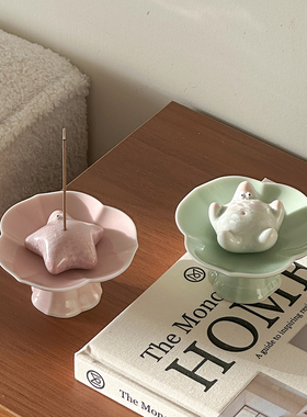 香托香座陶瓷高脚盘香插创意客厅玄关桌面摆件装饰品精致摆台家用