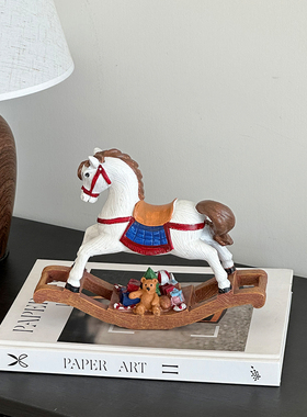 中古风摇摇马装饰摆件新款2026复古怀旧装饰品家居摆件工艺品树脂