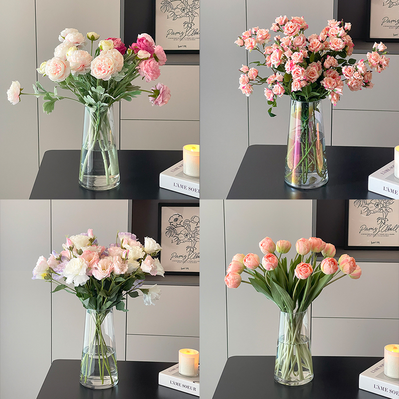 新家的100个快递玻璃花瓶仿真花客厅插花装饰摆件假花摆设高级感