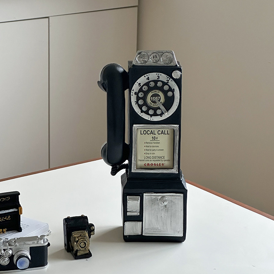 复古旋转电话机客厅电视柜酒柜玄关桌面摆件树脂工艺品装饰品摆设,家居饰品,桌面摆件,淘宝优惠券,粉丝福利购,淘宝优惠卷