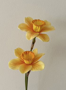 洋水仙花仿真花假花花束橘黄色客厅摆设桌面插花绢花装饰花瓶摆件