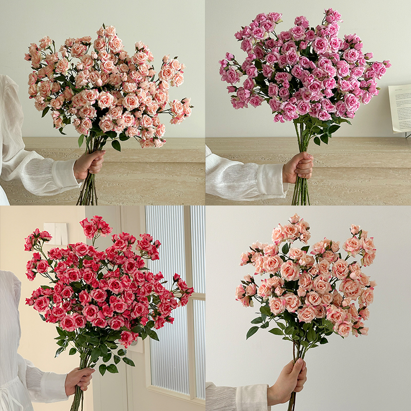 多头小玫瑰花仿真花假花摆设装饰摆件新款高级感逼真桌面装饰品