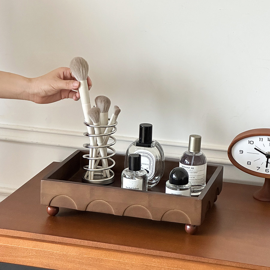 复古玄关柜子桌面收纳盒化妆品杂物置物盒高级感小众实木收纳托盘,家居饰品,香薰托盘,淘宝优惠券,粉丝福利购,淘宝优惠卷