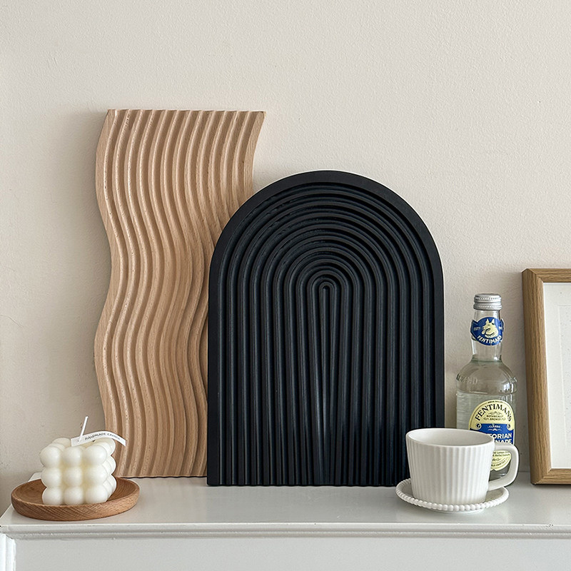 ins风黑色木质托盘摆件香薰香水展示收纳盘日式拍照道具客厅装饰,家居饰品,装饰摆件,淘宝优惠券,粉丝福利购,淘宝优惠卷