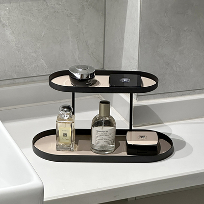 轻奢高级感双层椭圆形托盘卫生间台面置物架浴室洗手间桌面收纳盒