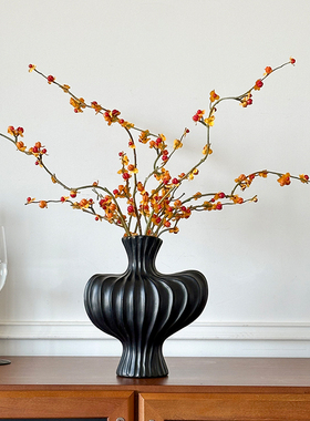 复古创意简约陶瓷花瓶摆件轻奢小众仿真花假花客厅电视柜装饰摆设