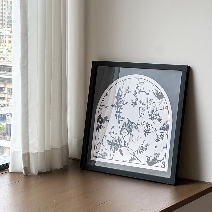中古风花鸟桌摆画新中式餐厅装饰画卧室床头挂画复古客厅壁画摆件