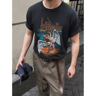 短袖 SAINT MASTER VINTAGE水洗印花做旧摇滚复古流行夏季 t恤半袖