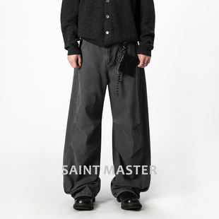 SAINT MASTER2026春季新款男士潮流宽松休闲百搭日常下装牛仔裤