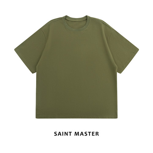 SAINT MASTER丨军绿色短袖T恤简约宽松圆领上衣