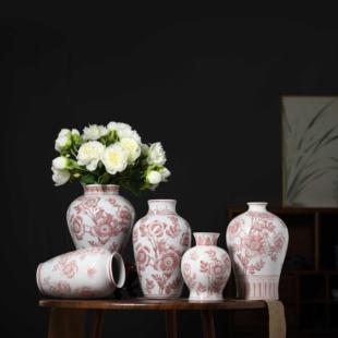 新中式复古中国风陶瓷花瓶摆件青花瓷高级感轻奢插花中式装饰瓷瓶