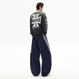 2026春季新款美式复古三条杠撞色弯刀裤宽松抽绳休闲裤YD9096-P65，男装休闲裤，星座509