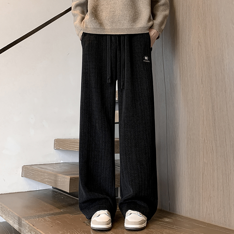 麦穗纹垂感休闲裤男秋冬季宽松直筒美式复古阔腿长裤Z2609-P40特，男装休闲裤，星座509