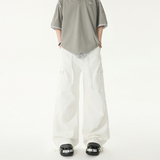 美式棕色工装裤男夏季新款宽松直筒褶皱伞兵休闲阔腿裤YD9002-P75，男装工装外套，星座509