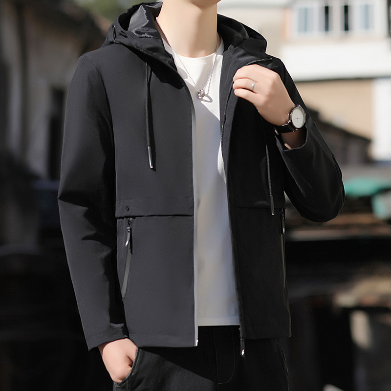 男士连帽外套春款夹克帅气潮套装2021新款春季衣服工装F1211-P35图片