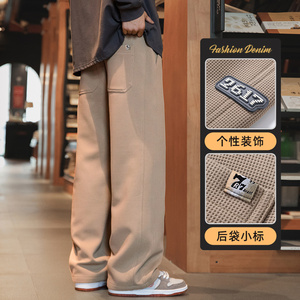 秋冬季运动休闲长裤男士宽松直筒加厚青年卫裤Z9868-P40/加绒P50,军绿纯色衬衫穿搭男图片