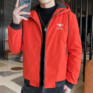 休闲外套男士上衣服秋冬潮流牌青年连帽夹克男装H101/加绒图片