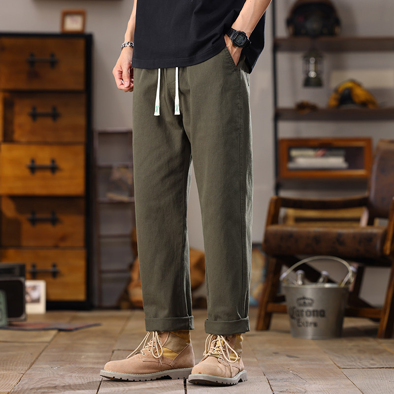 纯棉直筒裤子男宽松百搭潮流美式拖地裤男休闲工装长裤Z2329-P50,男装工装外套,星座509