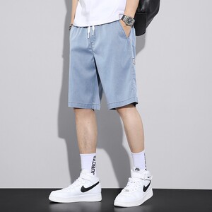 夏季薄款牛仔短裤子男士宽松运动冰丝休闲五分裤男Z8862-P40图片