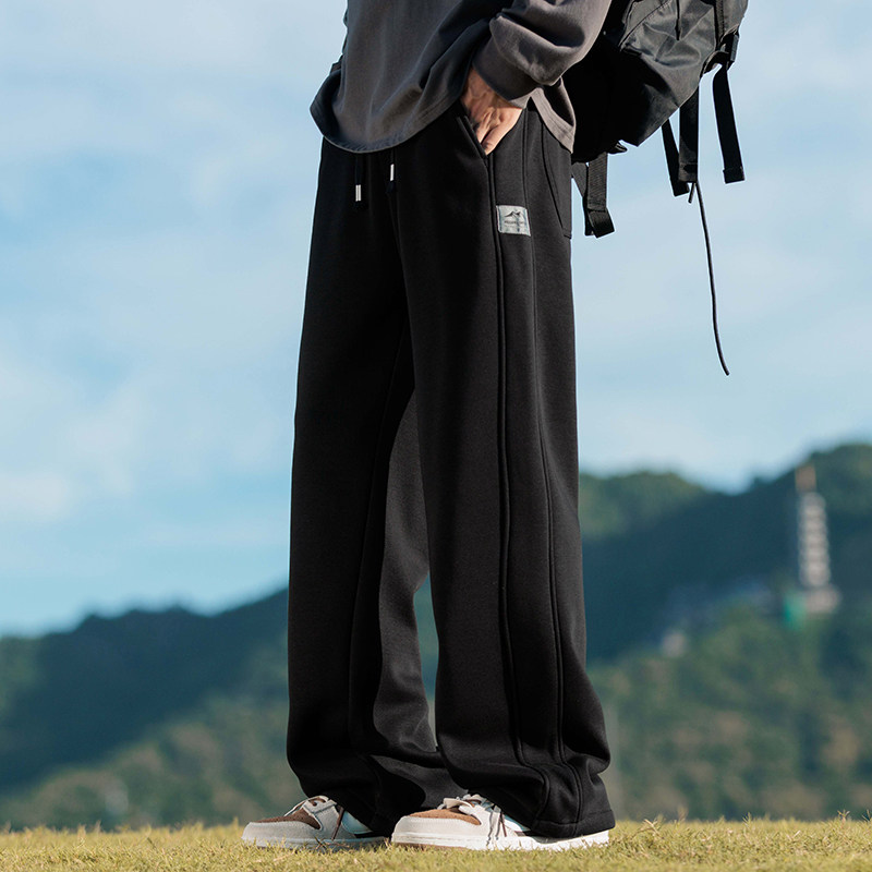 秋季新款男士棉针织拖地休闲裤抽绳宽松直筒裤阔腿长裤Z2344-P45,男装休闲裤,星座509