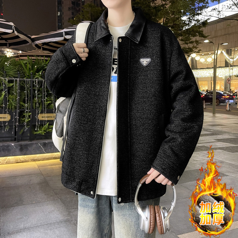 夹克男秋冬加绒加厚外套男潮牌冬装上衣高级感翻领褂子V202-P105,男装夹克,星座509