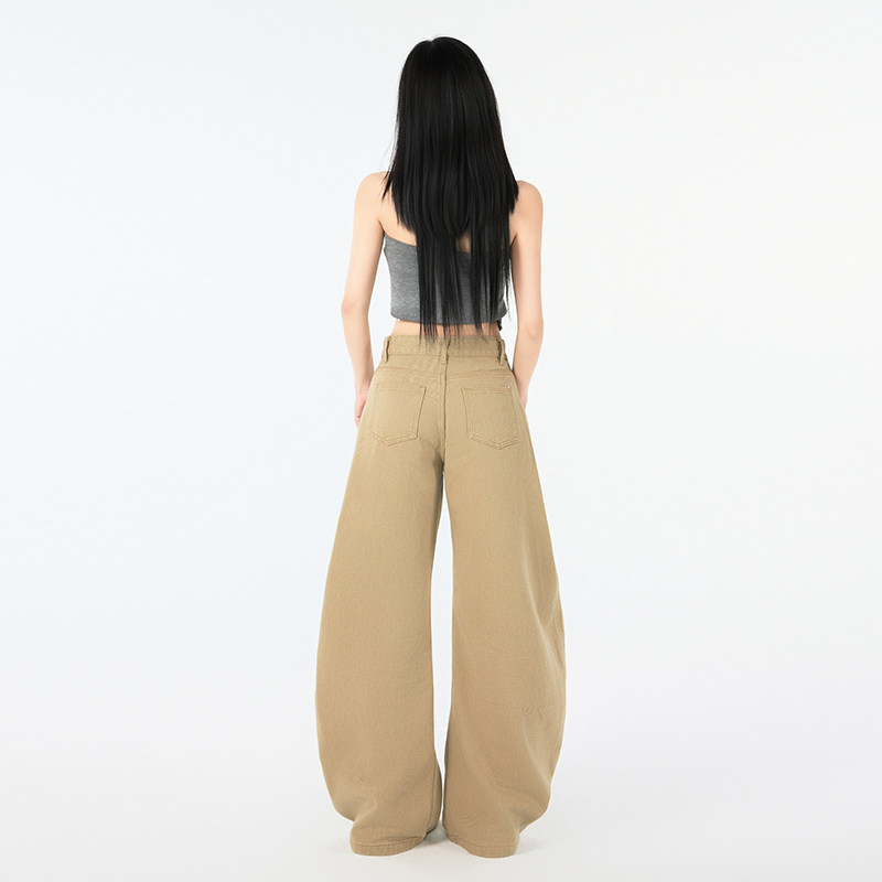 美式街头白色弯刀阔腿牛仔裤女秋季宽松休闲镰刀拖地裤YD9029-P60,男装牛仔裤,星座509