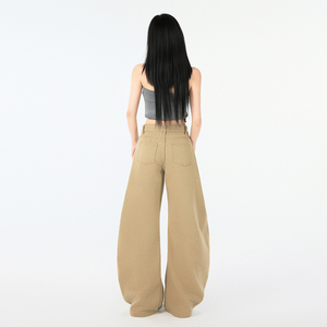 美式街头白色弯刀阔腿牛仔裤女秋季宽松休闲镰刀拖地裤YD9029-P60图片