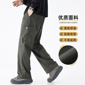 美式复古伞兵裤男潮牌工装直筒休闲裤高街宽松拖地裤子Z9857-P50图片