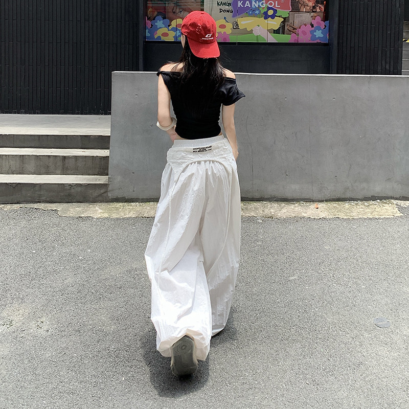 叠穿白色工装裤女秋季薄款美式街头爵士舞运动裤速干裤YD9043-P65,男装工装外套,星座509