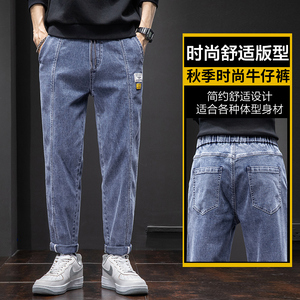 工装牛仔裤男2021年秋季新款宽松潮牌松紧束脚男长裤子Z6602图片