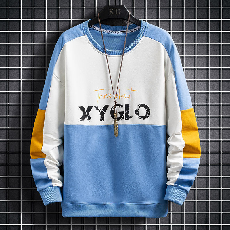 2021春季新款圆领卫衣男韩版潮流宽松打底衫潮牌长袖t恤TY551-P40图片
