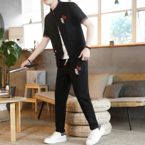 中式棉麻套装中国风唐装一套男装青年复古风汉服中山装潮YK13-P55图片
